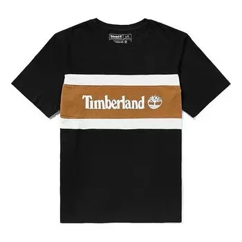 Футболка men's contrast color stitching color block short sleeve black Timberland, черный