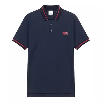 Футболка men's cotton short sleeve polo shirt navy blue Burberry, синий