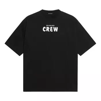 Футболка men's crew alphabet printing short sleeve black Balenciaga, черный