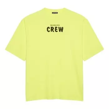 Футболка men's crew alphabet printing short sleeve fluorescent green Balenciaga, бежевый