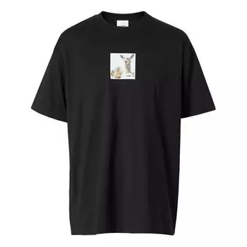 Футболка men's deer print cotton oversized printing short sleeve black Burberry, черный