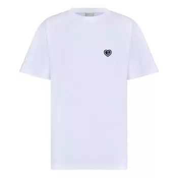 Футболка Men's DIOR SS22 Cotton Plain Weave Knit Material CD Heart Short Sleeve White T-Shirt, белый