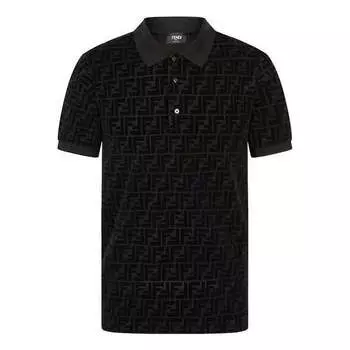 Футболка men's ff alphabet dark pattern printing short sleeve black polo shirt Fendi, черный