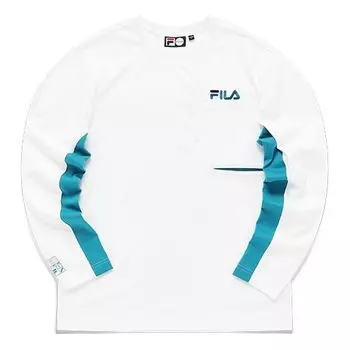 Футболка Men's FILA FUSION Athleisure Casual Sports Contrasting Colors Round Neck Long Sleeves White T-Shirt, белый