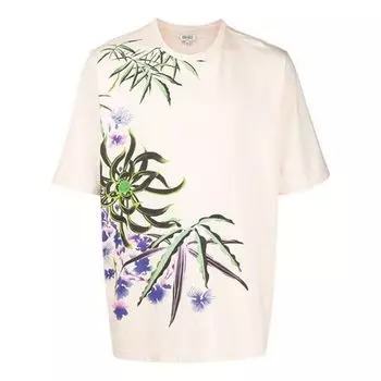 Футболка men's flowers printing short sleeve pink Kenzo, розовый
