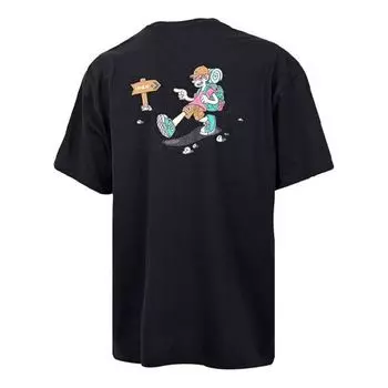Футболка men's funny cartoon printing pattern breathable sports short sleeve black Converse, черный