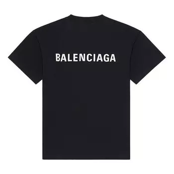 Футболка men's fw21 logo printing retro short sleeve black Balenciaga, черный