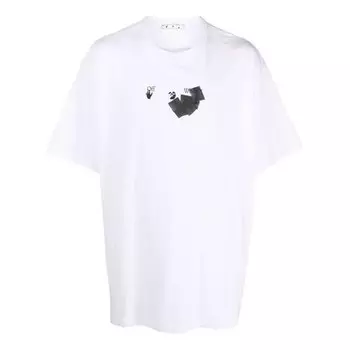 Футболка men's fw21 round neck arrow pattern printing short sleeve loose fit white t-shirt Off-White, белый
