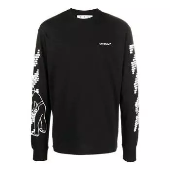 Футболка men's fw22 logo printing round neck long sleeves black t-shirt Off-White, мультиколор
