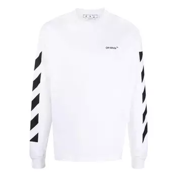 Футболка men's fw22 stripe round neck long sleeves white t-shirt Off-White, белый