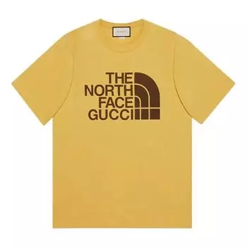 Футболка Men's GUCCI x THE NORTH FACE Crossover SS21 Casual Alphabet Logo Short Sleeve Light Yellow T-Shirt, желтый