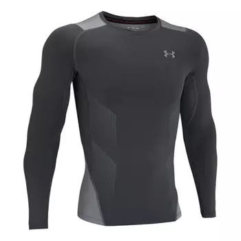 Футболка men's heatgear vent logo printing round neck long sleeves gray Under Armour, серый