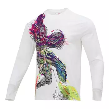 Футболка Men's Jordan Athleisure Casual Sports Breathable Printing Long Sleeves White, Белый
