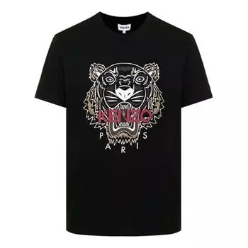Футболка Men's KENZO Tiger Head Printing Round Neck Short Sleeve Black T-Shirt, черный