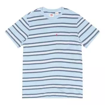 Футболка Men's Levis Loose Round Neck Stripe Short Sleeve Blue T-Shirt, синий