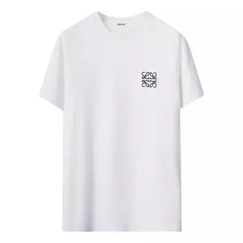 Футболка Men's LOEWE Anagram Embroidered Cotton Round Neck Short Sleeve White, белый