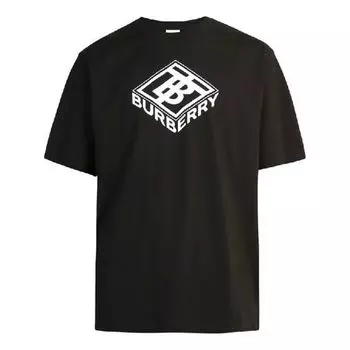 Футболка men's logo graphic cotton tshirt printing short sleeve black Burberry, черный
