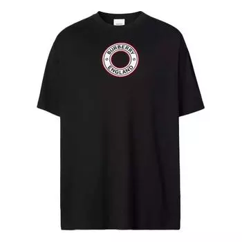 Футболка men's logo intarsia loose short sleeve black Burberry, черный
