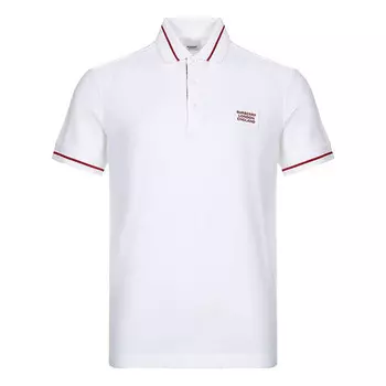 Футболка men's logo intarsia short sleeve polo shirt white Burberry, белый