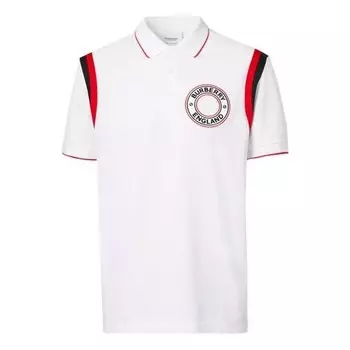 Футболка men's logo pattern intarsia mesh cotton short sleeve polo shirt white Burberry, белый