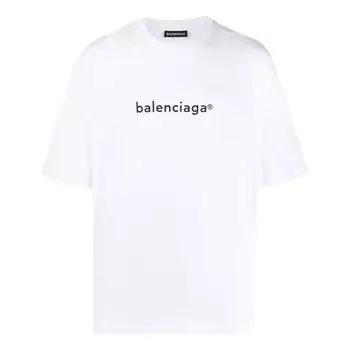 Футболка men's logo printing cozy short sleeve white Balenciaga, белый