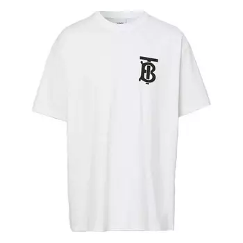 Футболка men's logo printing round neck short sleeve white Burberry, белый