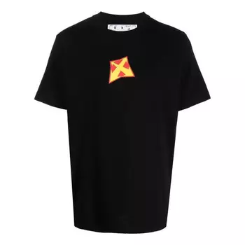 Футболка men's logo printing round neck pullover short sleeve black t-shirt Off-White, мультиколор