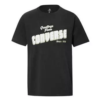 Футболка men's loose alphabet printing short sleeve casual black Converse, черный
