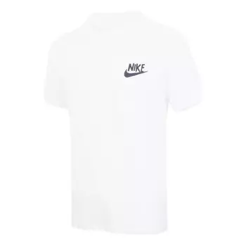 Футболка Men's Nike Sportswear Logo Alphabet Printing Round Neck Short Sleeve White T-Shirt, Белый