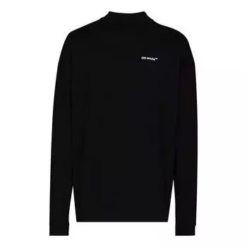 Футболка Men's OFF-WHITE FW21 Logo Alphabet Arrow Round Neck Long Sleeves Loose Fit Black T-Shirt, черный