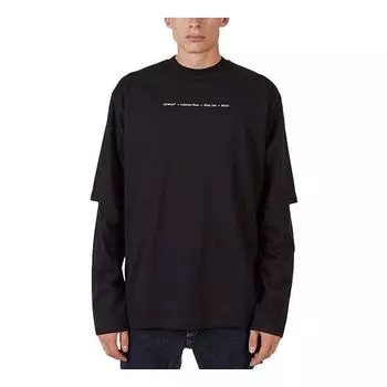 Футболка Men's OFF-WHITE FW21 Sleeve Printing Green Arrow Long Sleeves Loose Fit Black T-Shirt, черный