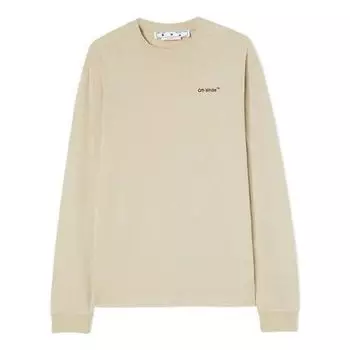 Футболка Men's Off-White FW22 Logo Printing Round Neck Pullover Long Sleeves Loose Fit Beige T-Shirt