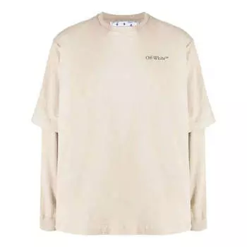 Футболка Men's OFF-WHITE SS22 Back Painting Printing Long Sleeves Loose Fit T-Shirt, белый