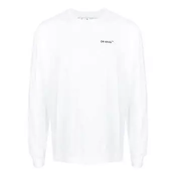 Футболка Men's OFF-WHITE SS22 Logo Printing Long Sleeves White T-Shirt, белый