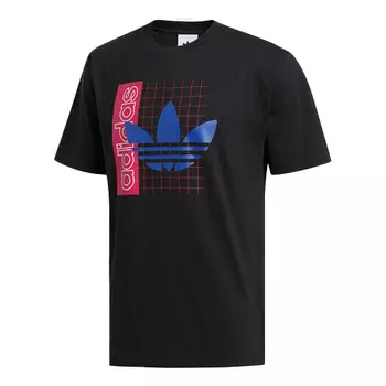 Футболка men's originals grid tref tee retro mesh logo printing sports round neck short sleeve black t-shirt Adidas, черный