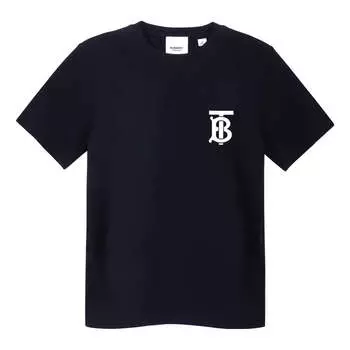 Футболка men's pattern cotton loose classic short sleeve black Burberry, черный