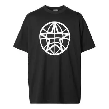 Футболка men's pattern printing cotton round neck short sleeve black Burberry, черный