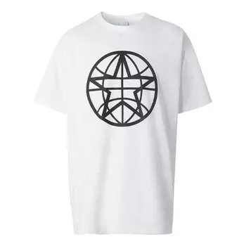 Футболка men's pattern printing cotton round neck short sleeve white Burberry, белый