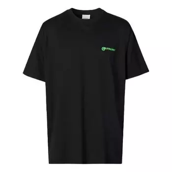 Футболка men's printing cotton loose short sleeve black Burberry, черный