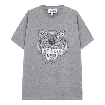 Футболка men's printing round neck short sleeve gray Kenzo, серый