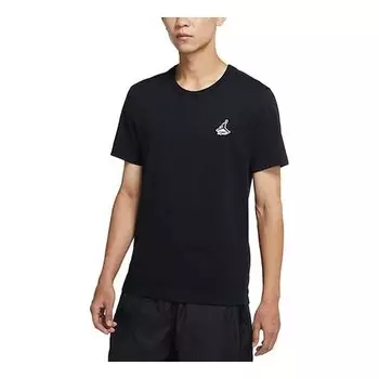 Футболка men's printing short sleeve casual embroidered short sleeve black t-shirt Air Jordan, черный
