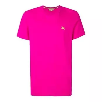 Футболка men's pure cotton logo round neck short sleeve rose red Burberry, красный