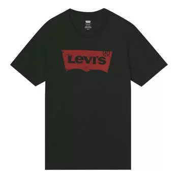 Футболка men's pure cotton round neck classic logo short sleeve black Levis, черный