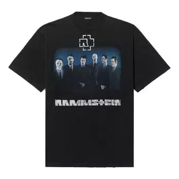 Футболка men's rammstein germany band crossover short sleeve black Balenciaga, черный