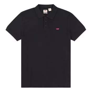 Футболка men's red flag embroidered short sleeve polo black polo shirt Levis, черный