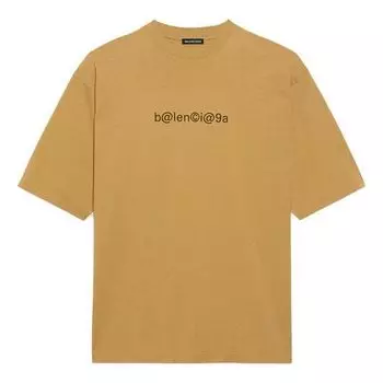 Футболка men's round neck alphabet printing short sleeve khaki Balenciaga, хаки