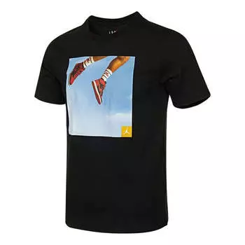 Футболка men's shoes photo printing sports short sleeve black t-shirt Air Jordan, черный