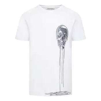 Футболка men's skeleton printing short sleeve white Alexander Mcqueen, белый