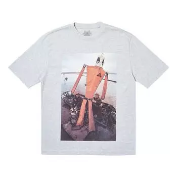 Футболка men's slick painting printing short sleeve gray Palace, серый