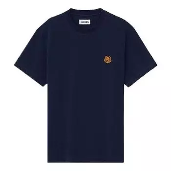 Футболка men's small tiger head pattern cotton short sleeve navy blue Kenzo, синий